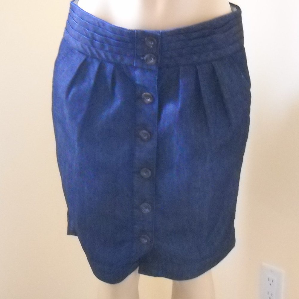 Pilcro and the Letterpress Anthropologie Denim Skirt No. 10 Button Front